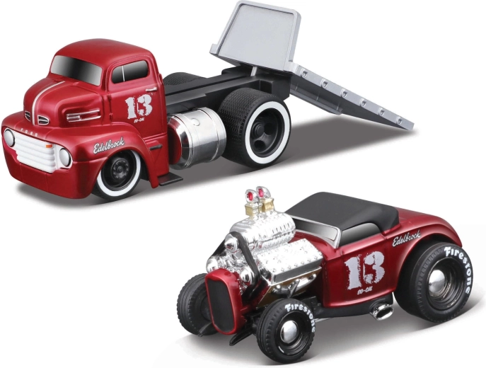 Maisto Muscle Transports 1950 Ford COE Flatbed ar Ford Roadster 1:64