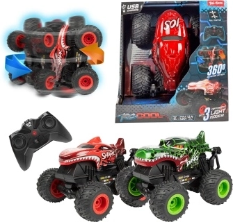 RC monster trucks 1:20 ar rotāciju tālvadības pultī