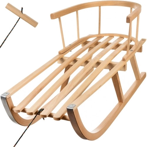 Wooden sled with backrest Kruzzel - 1 piece