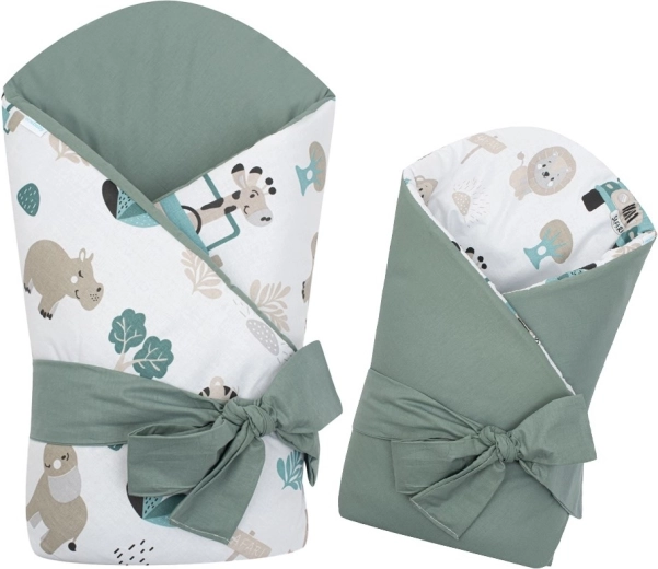 Reversible baby swaddle New Baby Safari II 80 × 80 cm mint