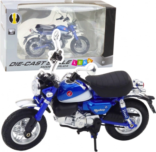 Retro metāla motocikls zilā krāsā 1:12