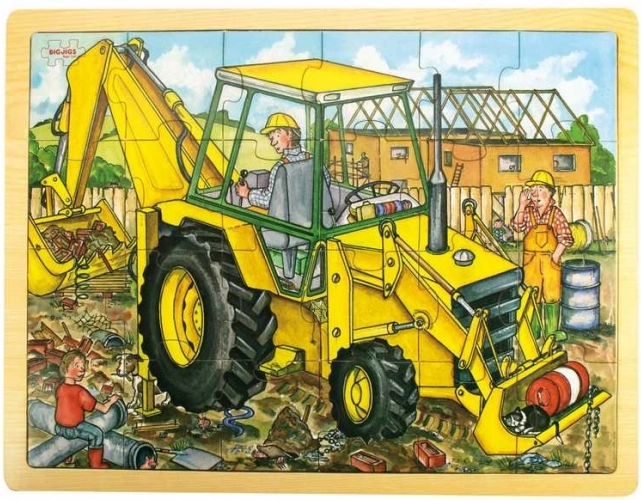 Bigjigs Toys koka puzle ekskavators, 24 gab.