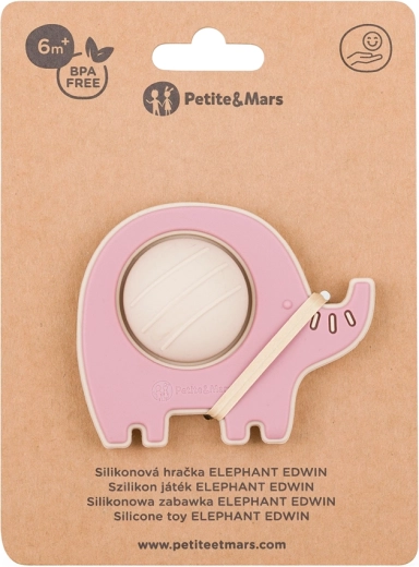 Petite&Mars silicone teether and toy Elephant Edwin Dusty Rose