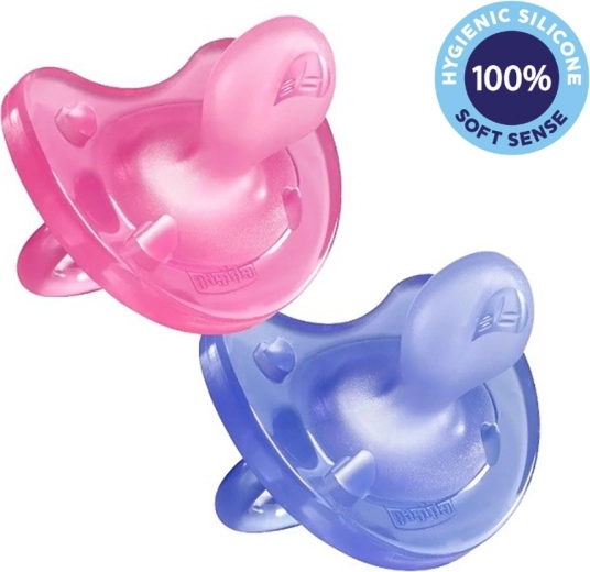 Chicco knupītis Physio Soft, pilnībā silikona, meitenēm 16–36 mēn., 2 gab.