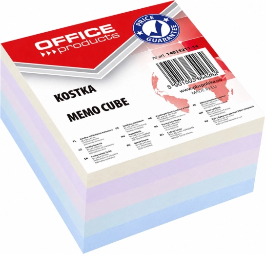Līmēts papīra piezīmju bloks (kubiks) Office Products 85 × 85 × 40 mm, krāsu mikss – 1 gab.