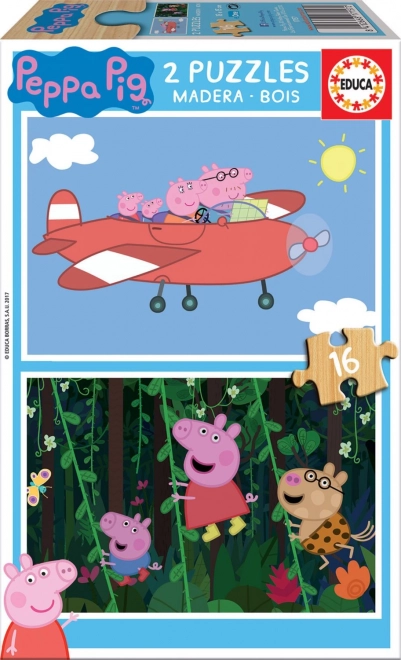 Koka puzle CŪCIŅA PEPPA 2×16 detaļas