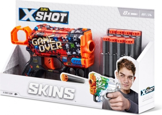 X-Shot Skins Menace – putu šautriņu pistole, raksts B (8 šautriņas)