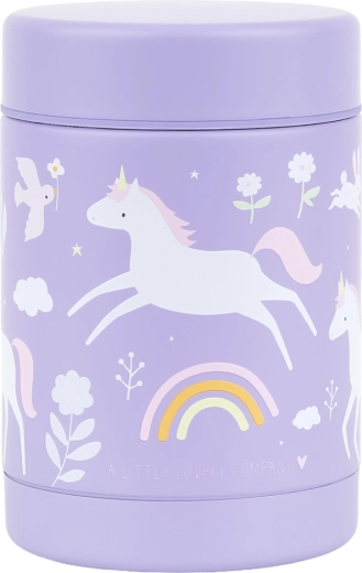 A Little Lovely Company insulated stainless steel food jar unicorns and rainbow 300 ml