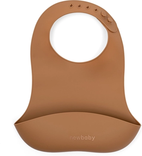 NEW BABY Silicone Bib, brown