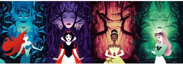 Panorāmas puzle CLEMENTONI Disney princeses un ļaundari, 1000 gabaliņi