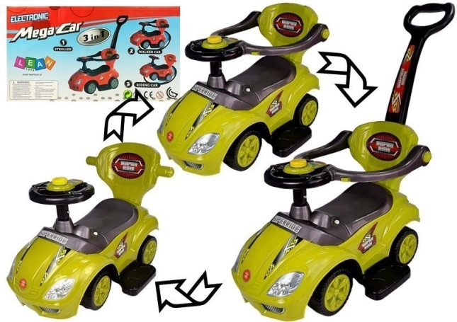 Ride-on with Push Handle Mega Car 3-in-1 – Yellow