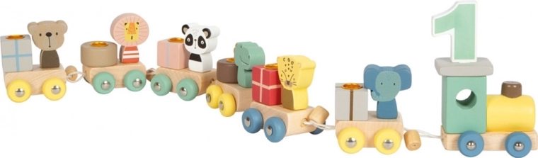 Small Foot wooden birthday train with animals and numbers