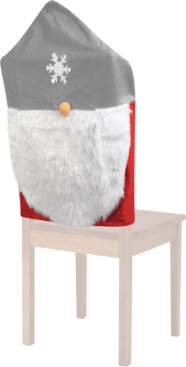 Christmas chair decoration with a Scandinavian gnome, 50 × 60 cm, red and gray