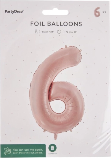 Folijas balons cipars 6, bēšs, 72 cm