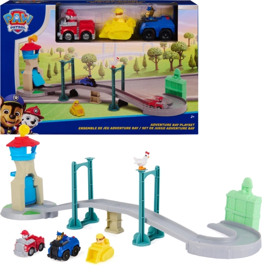 Spin Master PAW Patrol Adventure Bay playset with bridge, 3 vehicles and a Chickaletta figure