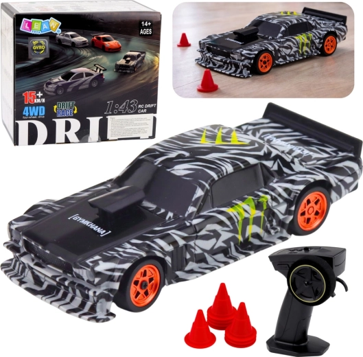 RC drifta sporta auto melns 1:43