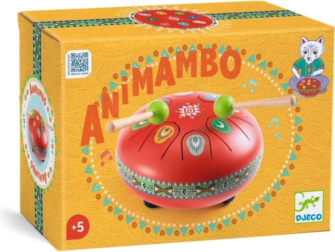 Djeco Animambo sarkanais mēlīšu bungas ar notīm