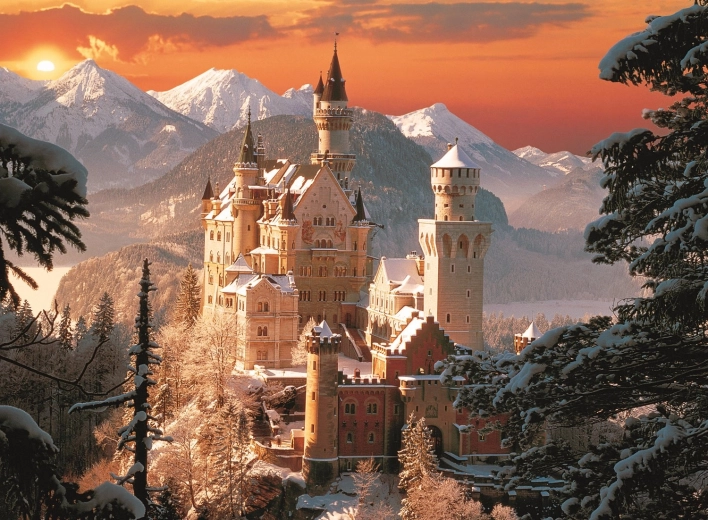 Puzle Ziemas pils Neuschwanstein 3000 gab. Trefl