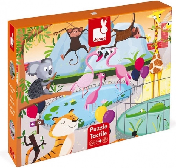 JANOD Touch-and-Feel Puzzle Day at the Zoo 20 pieces
