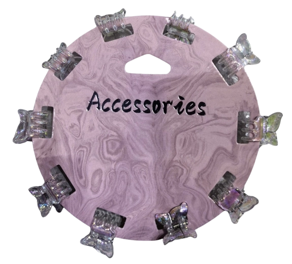 Pink mini hair claw clip butterfly holographic - 1 piece