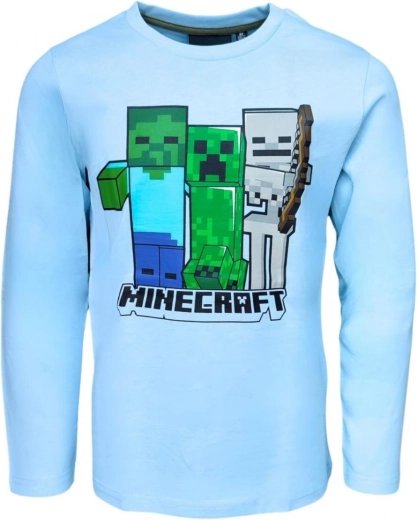 Minecraft boys' light blue long-sleeved T-shirt