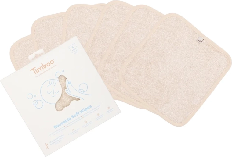 Timboo atkārtoti lietojamas mīkstas salvetes Frosted Almond (6 gab.)