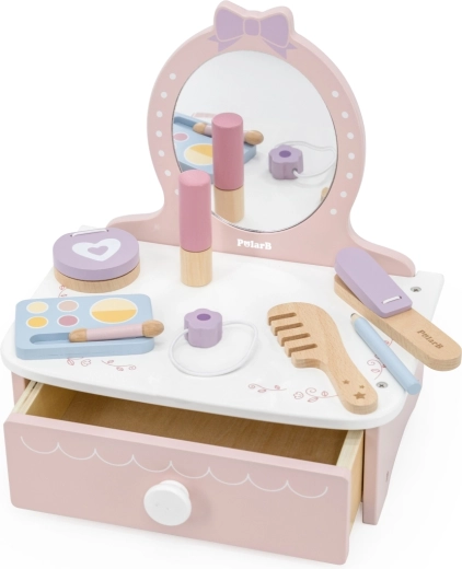 PolarB Wooden Children’s Vanity Table with Accessories