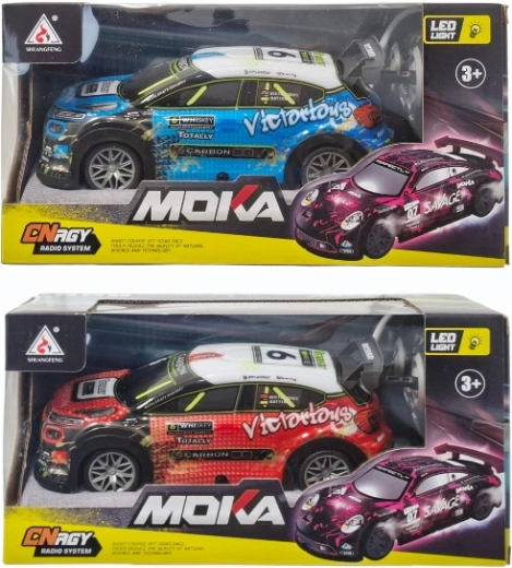 RC auto ar izgaismotu virsbūvi