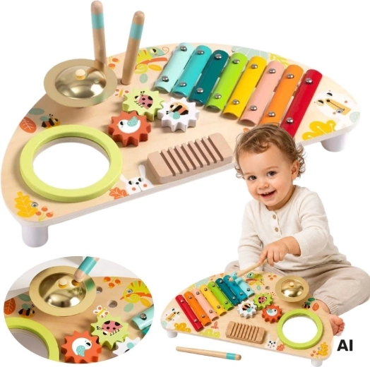 Tooky Toy daudzfunkcionāls koka mūzikas centrs bērniem