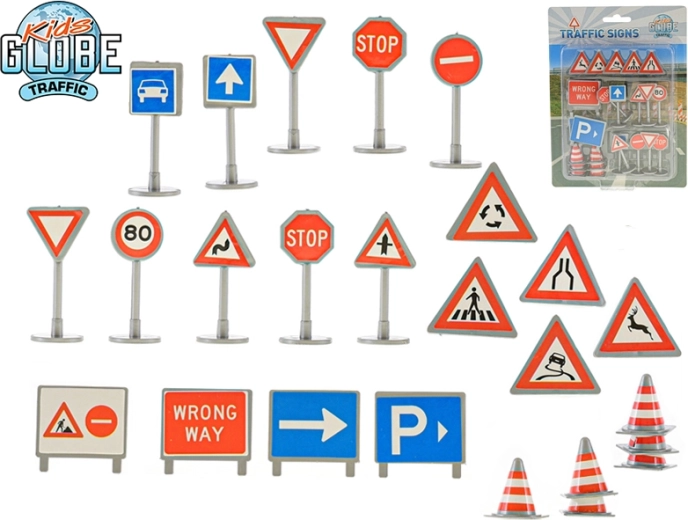 Kids Globe Traffic mini road signs – set of 25 pcs