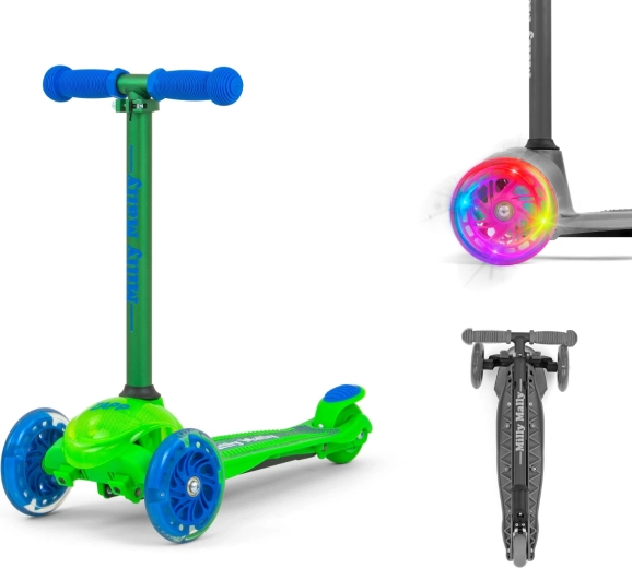 Light-up wheels and lean-to-steer control