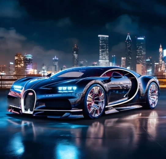 Norimpex dimanta gleznojums melns Bugatti Chiron 30 × 40 cm
