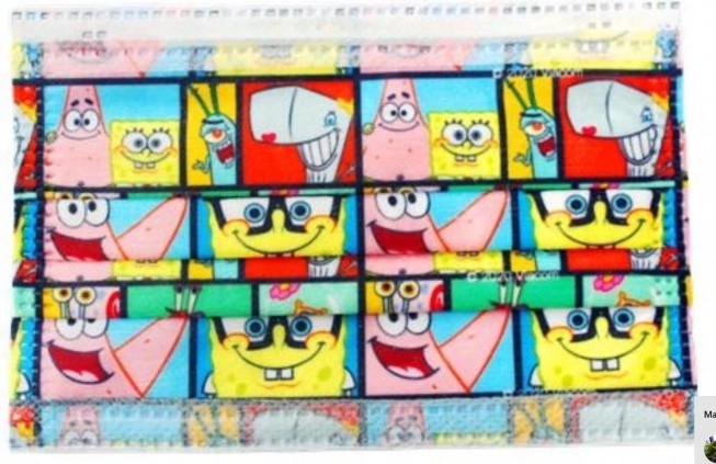 Vienreizlietojama bērnu sejas maska ar “SpongeBob SquarePants” motīvu
