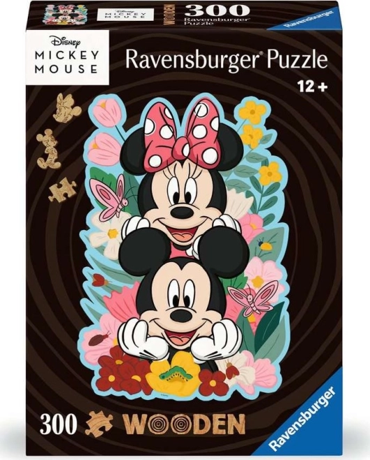 Ravensburger koka kontūru puzle Mikijs un Minnija 300 gabaliņi