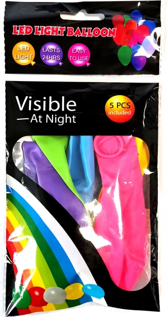 LED spīdoši baloni 30 cm – 5 gab. krāsu miksā