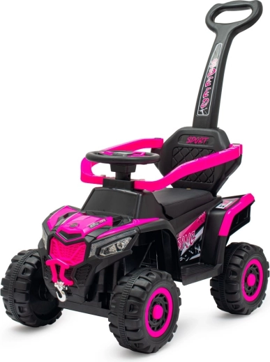 Bērnu elektriskais atspērējs ar stumšanas rokturi rozā BABY MIX Ruggy