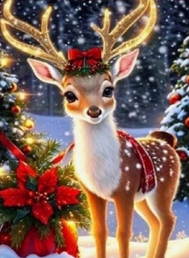 Norimpex Paint by Numbers Christmas Reindeer in Winter 40 × 50 cm