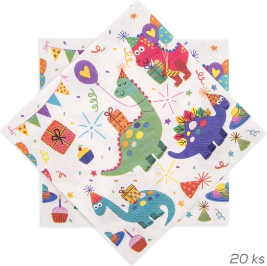 Paper napkins with dinosaur motif 33 × 33 cm (20 pcs)