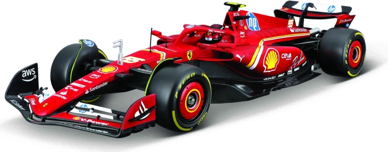 Bburago modeļa komplekts 1:24 FERRARI F1 SF24 2024 Nr. 55 Carlos Sainz ar statīvu