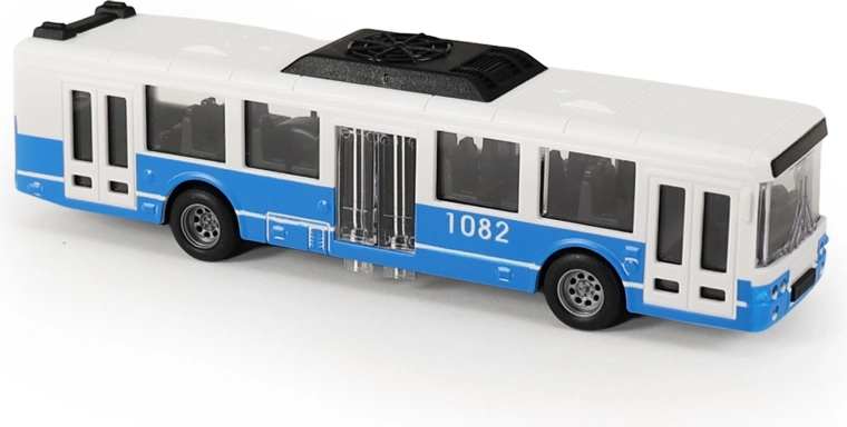 Blue City Bus with Opening Doors, 16 cm