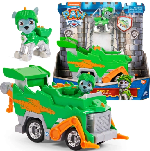 Paw Patrol bruņinieku glābšanas transportlīdzeklis Rocky ar figūriņu