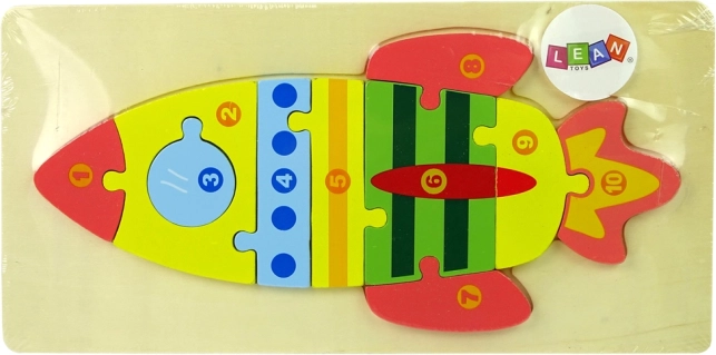 Wooden rocket puzzle with numbers