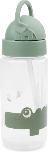 Done by Deer bērnu pudele ar salmiņu Croco, zaļa 350 ml
