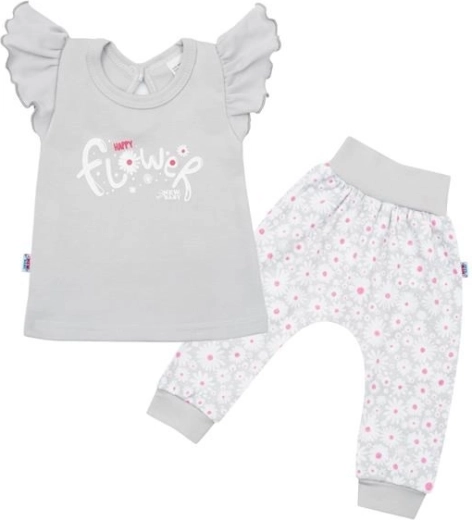 New Baby Happy Flower Baby Cotton Set, Grey