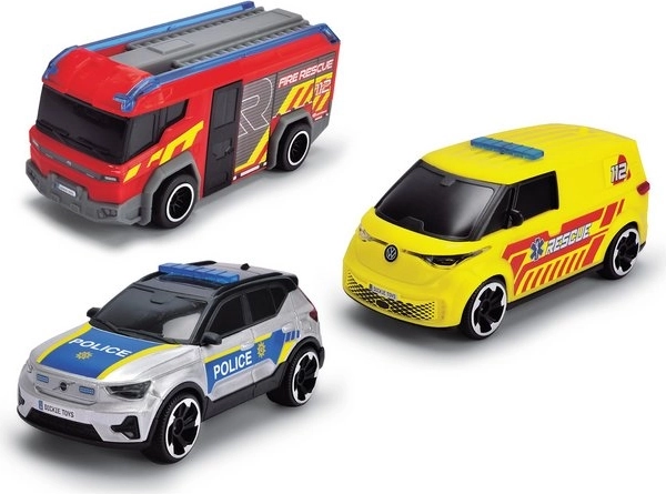 Dickie SOS Rescue Set 3-Pack – Fire Truck, Police Car and Ambulance 1:36