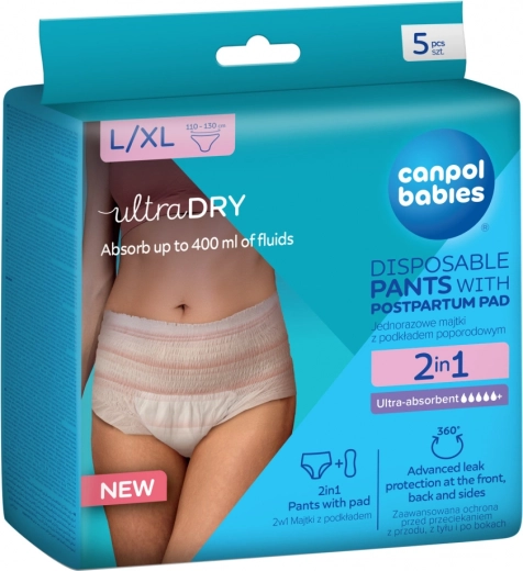 Canpol babies disposable postpartum panties with pad 2-in-1 L/XL, 5 pcs