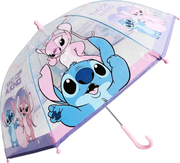Caurspīdīgs bērnu lietussargs Lilo & Stitch ar Stitchu un Angelu, rozā