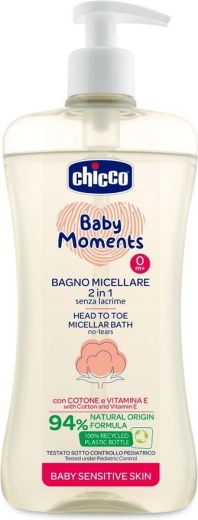 Chicco micelārais šampūns matiem un ķermenim Baby Moments Sensitive 500 ml