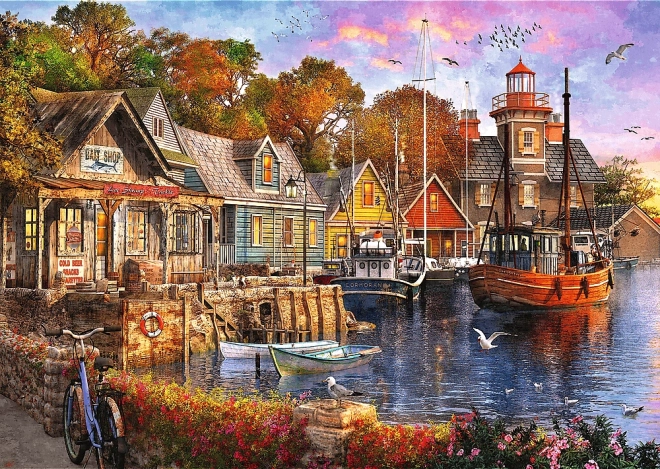 Puzzle TREFL Premium Plus tea time – ostas piestātne pie jūras (1000 gabaliņu)