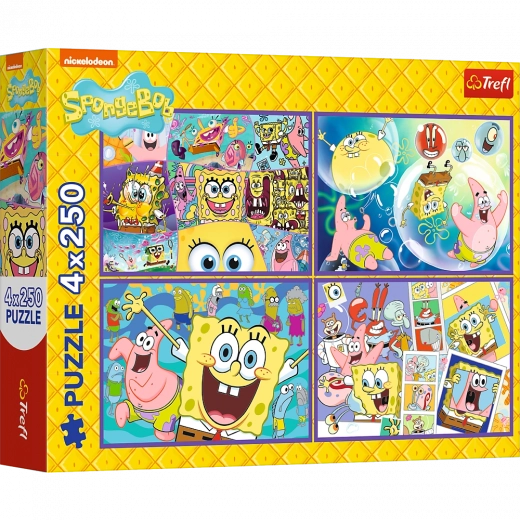 Puzle 4x250 Trakā SpongeBoba pasaule
